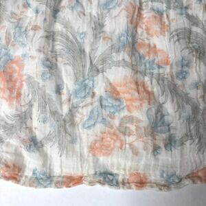 Vintage Italian Made Ivory Floral Cotton Gauze Square Scarf Semi Sheer Boho